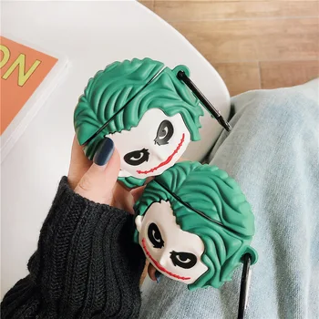 

For Apple AirPods 1 2 3D Clown Joker Avatar Simulation Silicone Case Bluetooth Accessories Cover Coque Fundas Halloween Gifts