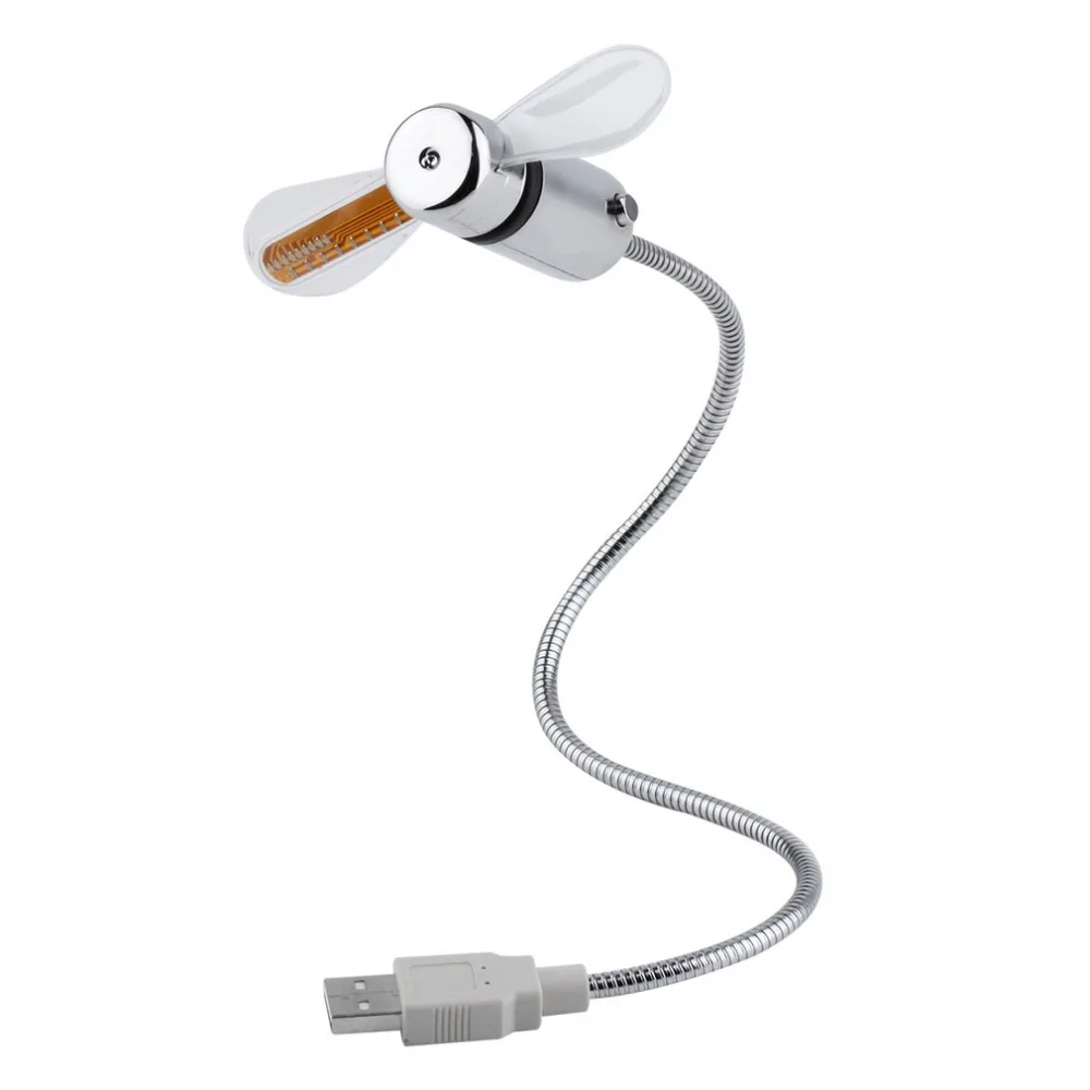 New Durable Selling USB Mini Flexible Time LED Clock Fan with LED Light- Cool Gadget Keep Cool and Time Display
