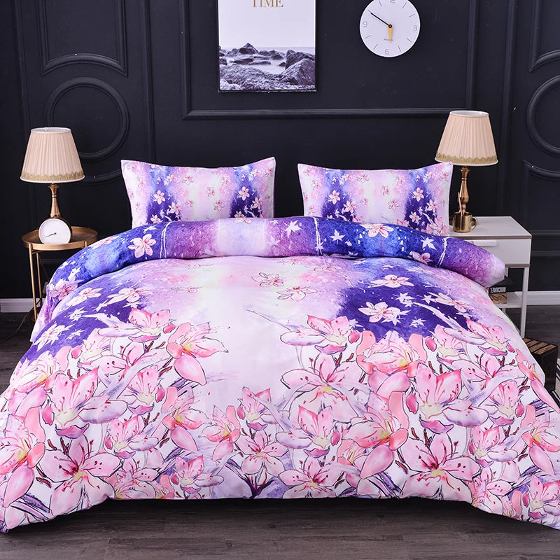 Роскошный цветочный пододеяльник набор 3D набор постельных принадлежностей одеяло наволочка, накидки набор из стеганого одеяла и покрывала один/Твин/Полный/королева/король Размер - Цвет: Set 7
