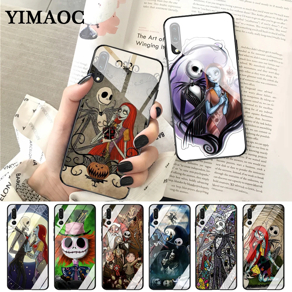 YIMAOC The Nightmare Before Christmas Cartoon Glass Case for Huawei P10 lite P20 Pro P30 P Smart honor 7A 8X 9 10 Y6 Mate 20 |
