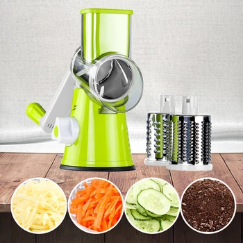 

Fruit & Vegetable Tools Vegetable Cutter 3 in 1 Manual Rotating Cheese Vegetable Slicers Cutter 3 Types Blade Rotary Drum Grater
