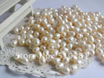 

Free ship!!! 500piece 9-10mm 2mm hole white color DIY jewelry making rice freshwater pearl beads