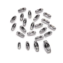 50pcs/Lot 1.5 2.0 2.5 3.2 mm Stainless Steel Ball Chain Connector Clasps End Beads Crimp For DIY Jewelry Making Finding Supplies