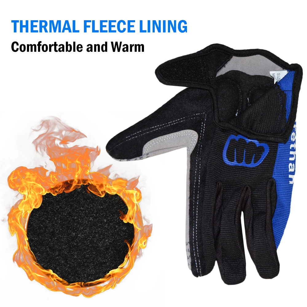 Unisex Touchscreen Bicycle Gloves Winter Cycling Gloves Full Finger Thermal Fleece Anti Slip Gel Pad Motorcycle MTB Bike Gloves