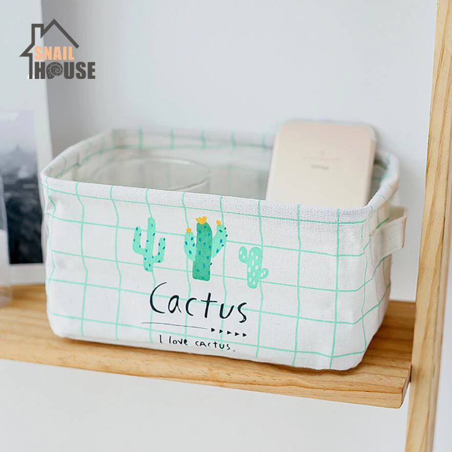

Snailhouse New Desktop Storage Box Make Up Cosmetic Storage Box Sundries Basket Organiser Foldable Cabinet Home Decoration Linen