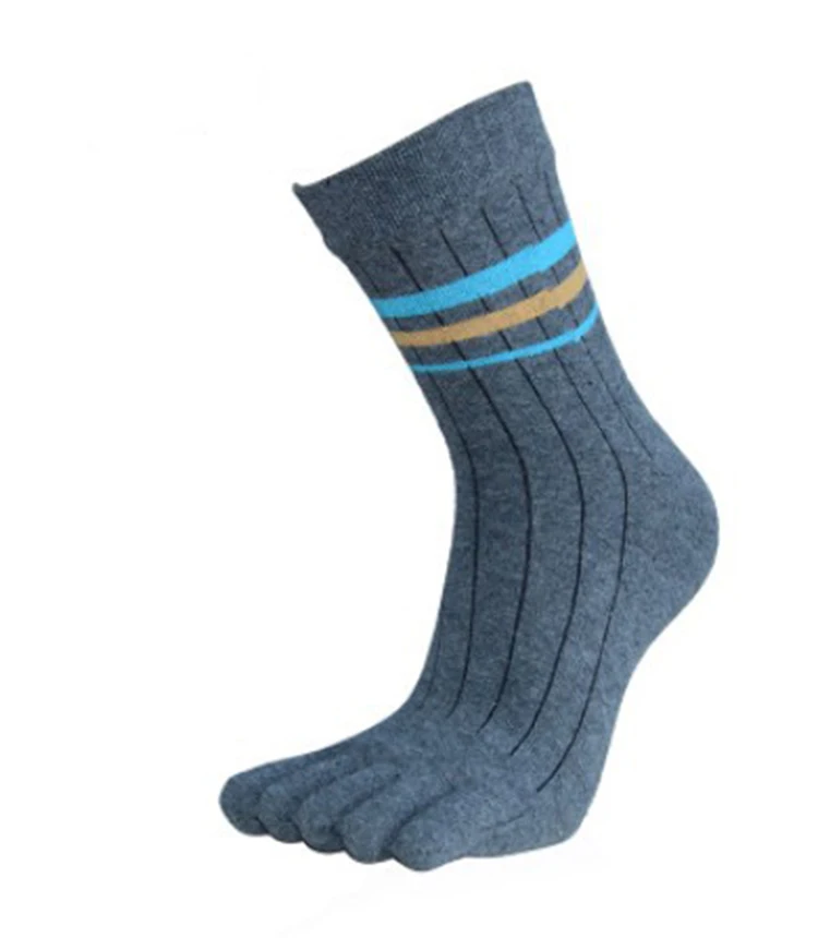 dark gray 5 пар полосатые мужские хлопковые носки до середины икры 5 пять пальцев плотные теплые носки повседневные спортивные носки Разноцветные носки для бизнеса дышащие - Цвет: dark gray