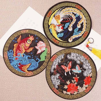 

Cute Carp Butterfly Embroidered Patches Sew On Phoenix Chinese Style Appliques for Clothes Coat 3D Diy High Quality Stickers