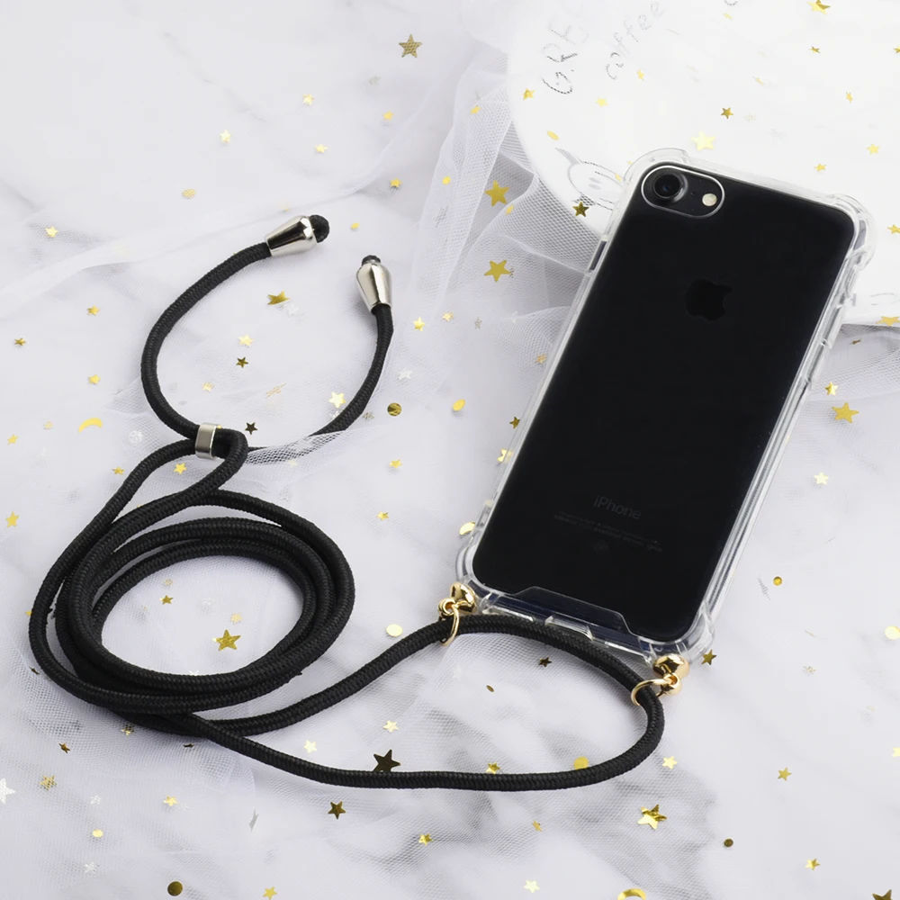 

Multicolor Protective Phone Case Cover With Necklace Crossbody Rope For iPhone 7 8 6 s Plus X XR XS Max Cases With Necklace Rope