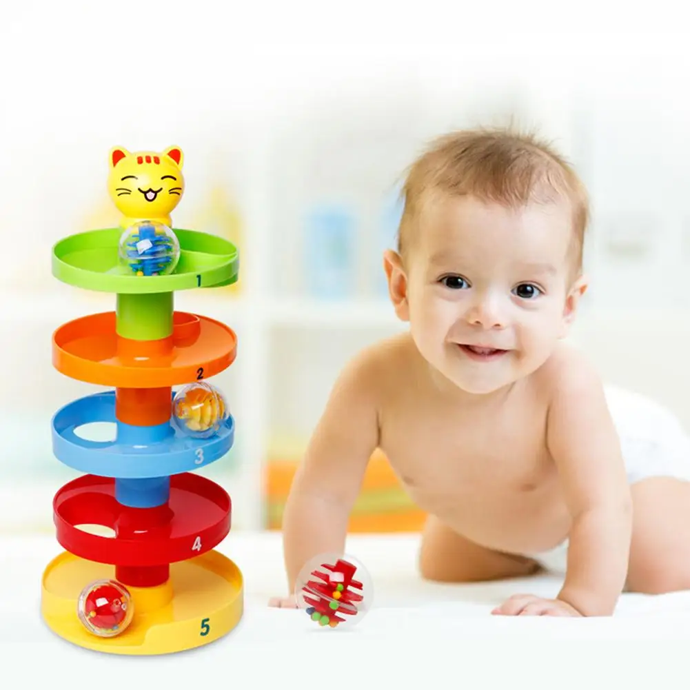 Kinder Rollen Ball Drop Spielzeug für Babys Kleinkinder 5 Schicht Turm Run 