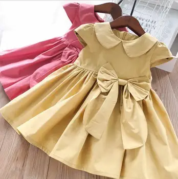 

2020 Korea style girls bow dress summer fashion girls dresses 2-7 years HO186