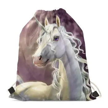 

HYCOOL Women School Backpack Flower Unicorn Bag Ladies Custom Logo Drawstring Bags Girls Travel Storage Pouch Bag Custom Bags