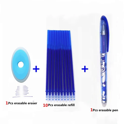 Набор стираемых ручек 0,5 мм, синие, черные, гелевые ручки для письма, моющиеся ручки для школы, офиса, канцелярские принадлежности - Цвет: 12Pcs blue