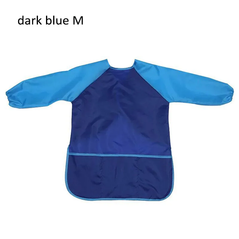 Portable Learning Education Interesting Toys Waterproof Birthday Gift Kids Children Smock Painting Apron Art Aprons 1PC - Цвет: dark blue M