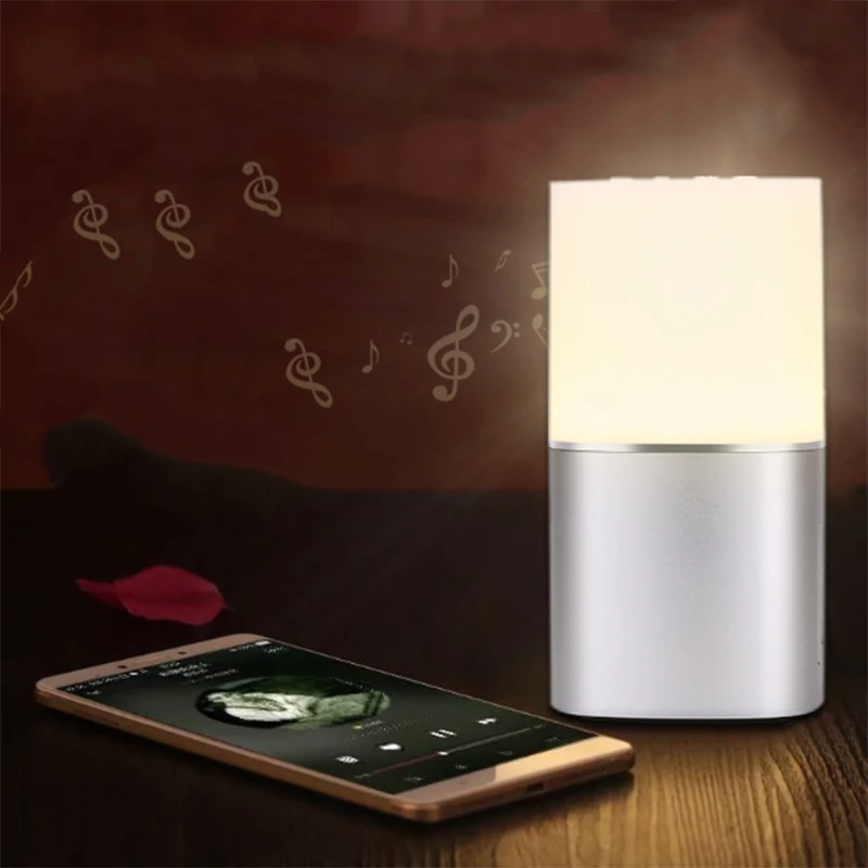 AABB-Ночной светильник, Bluetooth динамик, Портативный беспроводной Bluetooth динамик, 7 цветов светодиодный светильник для тумбочки/Smart press Cont