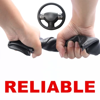 

Hand Sewing Black PU Artificial Leather Car Steering Wheel Cover for Mitsubishi Lancer X 10 Outlander ASX Colt Pajero Sport
