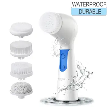 

4 in 1 Waterproof Electric Facial and Body Cleansing Brush with 4 Brush Heads for Removing Blackhead Exfoliating and Massaging