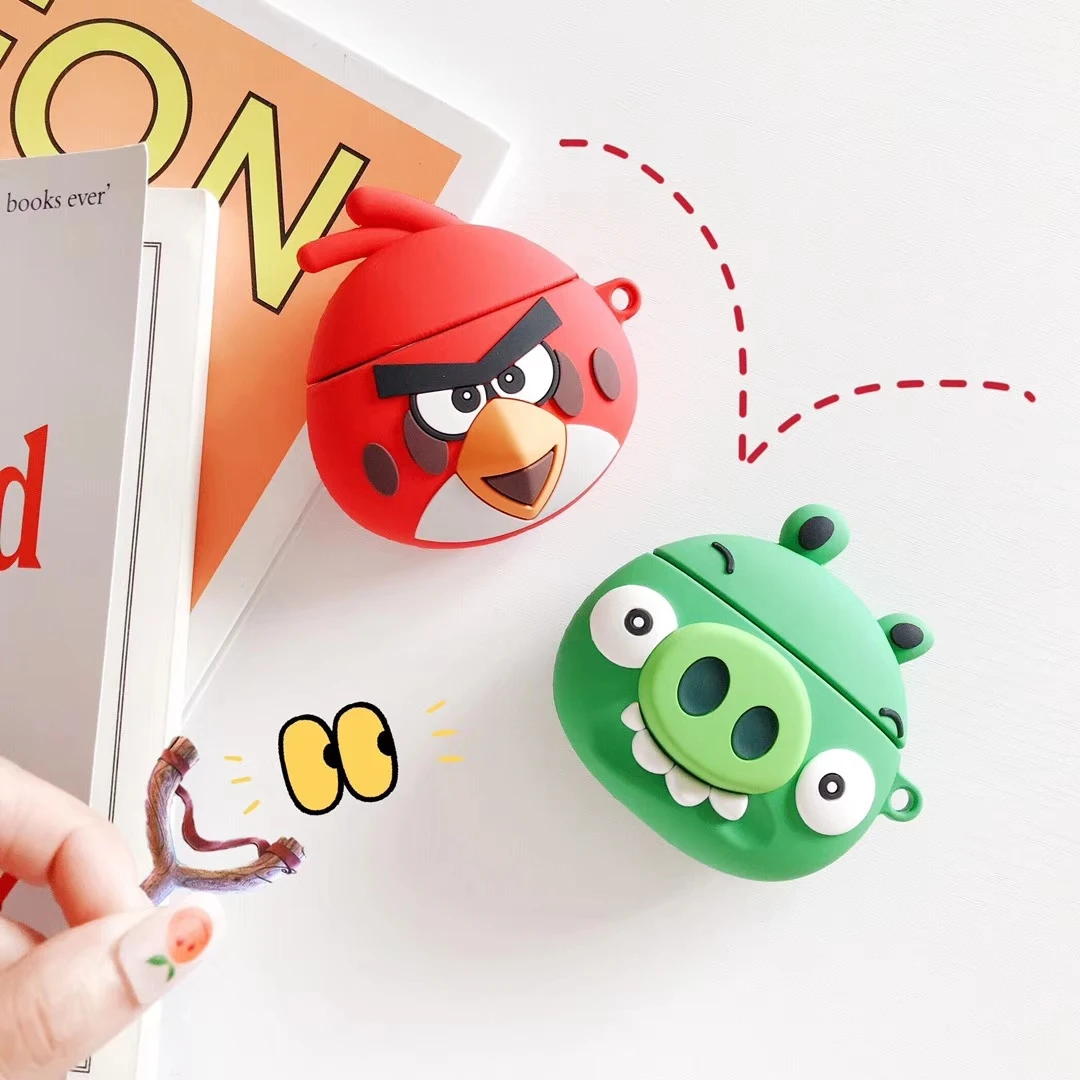 3dcartoon прекрасный «Angry bird» трюк или лечения поросенок силиконовый наушник чехол для Apple AirPods 1/2 Беспроводной bluetooth чехол для гарнитуры