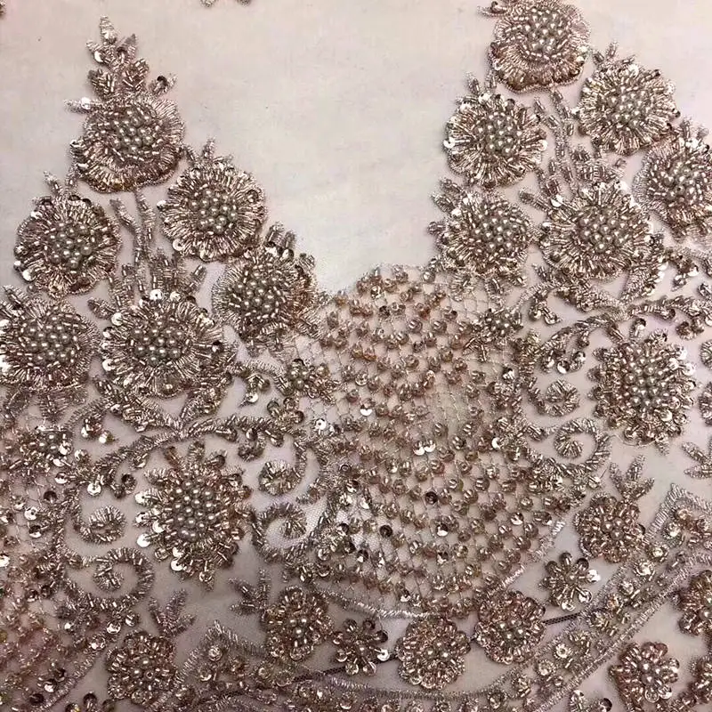Высокое качество ручной работы кружевная ткань с блестками для свадебного платья вышивка Французский Тюль кружевная ткань 15 ярдов mv194
