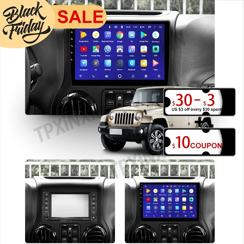 

Carplay DSP 6+128G Android 10.0 For Jeep Grand Wrangler 2011-2016 Multimedia Player Radio Tape Recorder Video Navi GPS head Unit