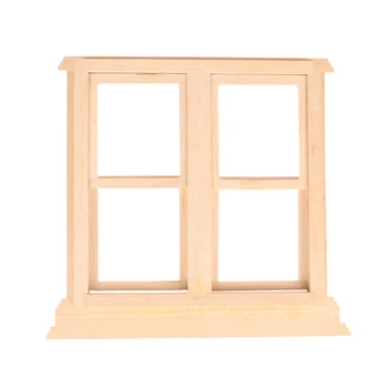 

1pcs Wood Mini Retractable 4 Pane Model for 1/12 Dollhouse Furniture Any Room Items DIY Making Accessory
