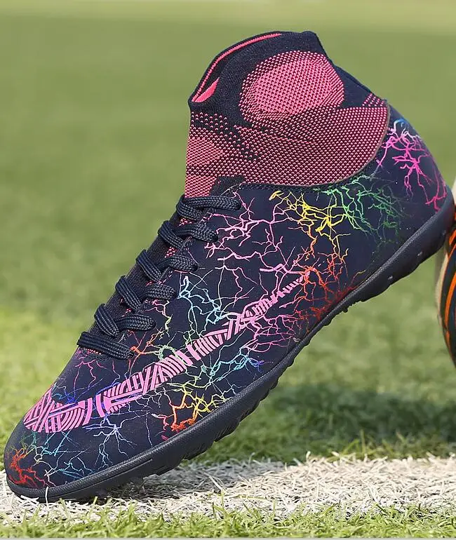Футбольная обувь для мужчин газон шипованные, футбольные для мальчиков женские уличные спортивные кроссовки спортивные взрослые брендовые профессиональные футбольные - Цвет: Black rose duanding