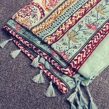 Kyqiao Для женщин хиджаб шарф женский зимний японский стиль свежий длинные печати шарф с кистями глушитель мыс платок обернуть подарки на день рождения