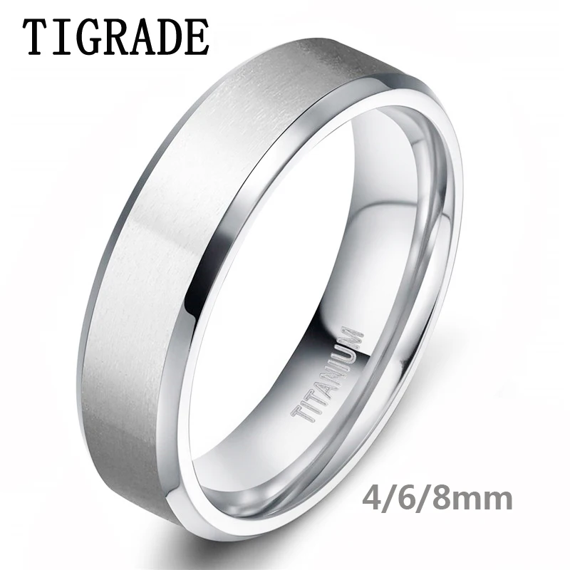 

TIGRAD 8mm Silver Men's Titanium Ring Brushed Finish Wedding Band Engagement Rings Male Jewelry anel feminino