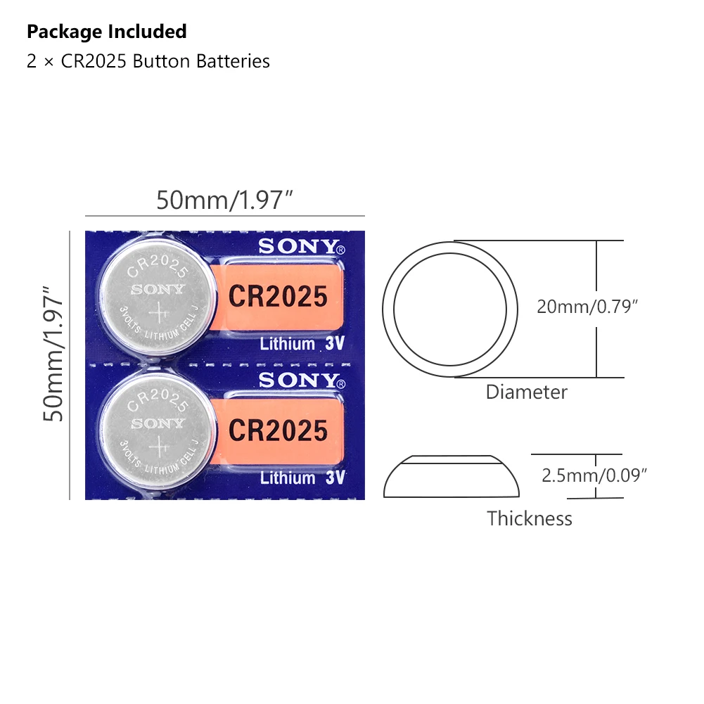 Комплект из 2 предметов для SONY CR2025 литий Батарея CR 2025 ECR2025 DL2025 BR2025 2025 KCR2025 L12 батарейка кнопочного типа 3 в ячейки Батарея музыкальная шкатулка для плюшевых игрушек Часы