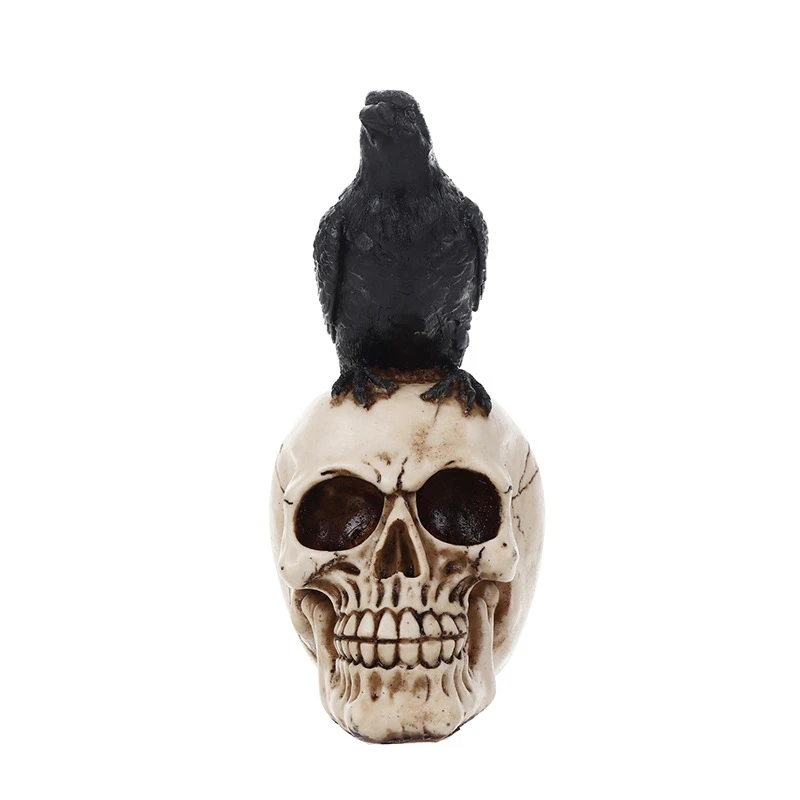 

Crow Skull Skeleton Craft Statues Home Bar Office Fashion Humans Skull Creative Resin Sculpture Decor Geeks Ornaments Model Gift