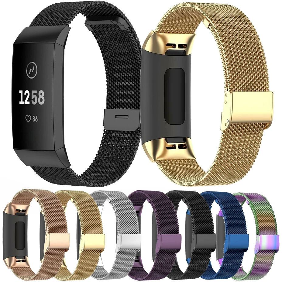 Миланские ремешки для Fitbit Charge 3 4 сетчатый Браслет из нержавеющей стали часов SE