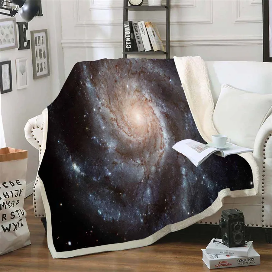 HELENGILI Galaxy Звездное небо шерпа одеяло девчачье цветочное покрывало бархатное плюшевое мягкое удобное домашнее кемпинговое покрывало для полета на самолете