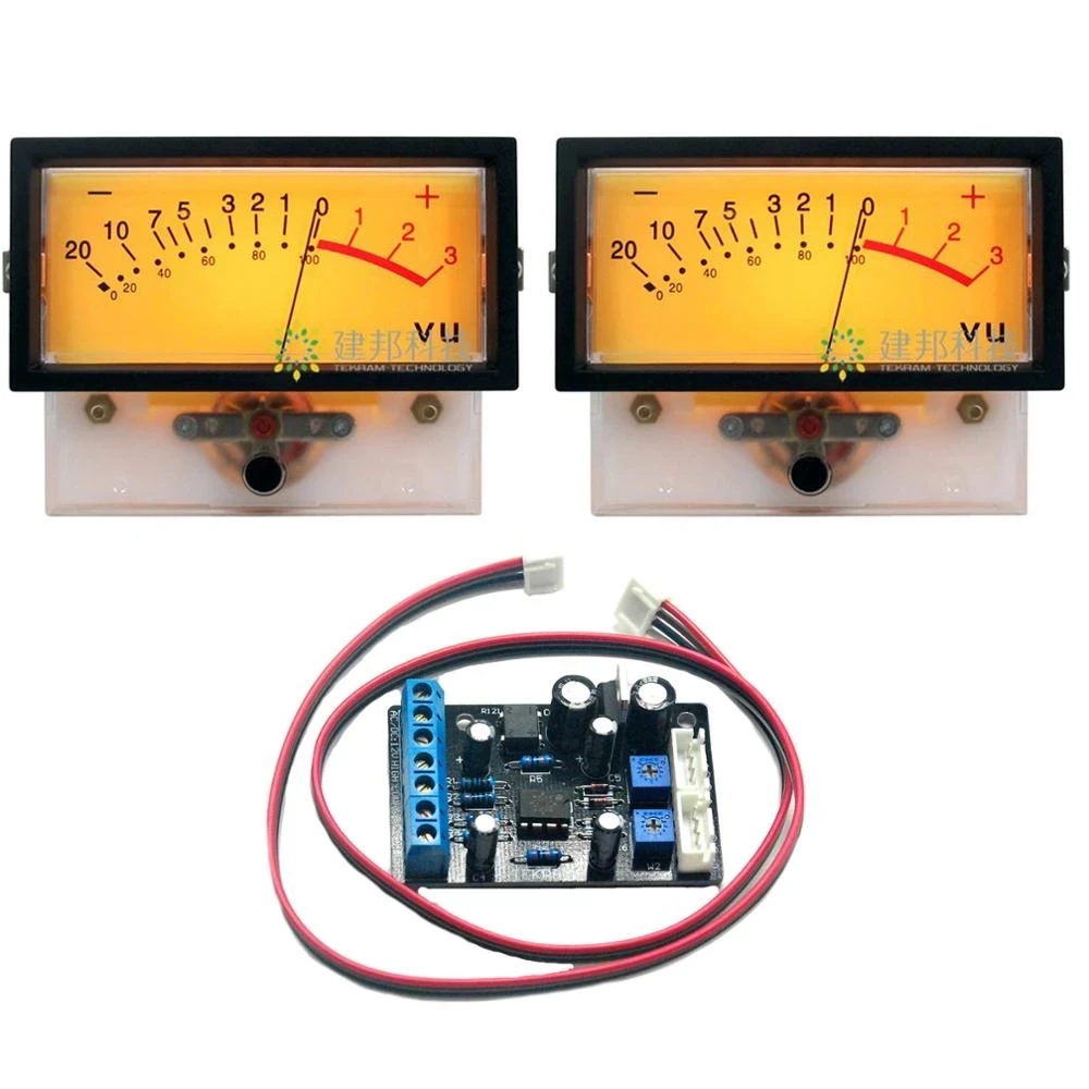 

2pcs TN-73 VU Meter Head Amplifier DB Meter Power Discharge Fat Table Backlight w/ 1pcs TA7318P VU Meter Driver Board