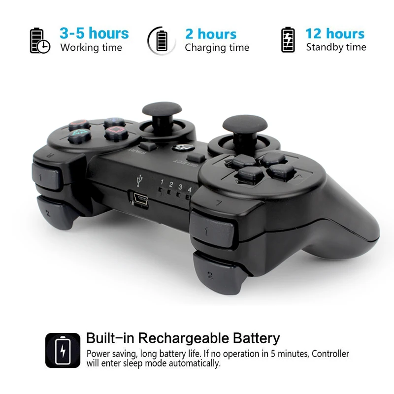 Big Discount MhUcr Wireless Bluetooth Controller For SONY PS3 Gamepad For PS3 Console Joystick For Sony Playstation 3 PC For Controle