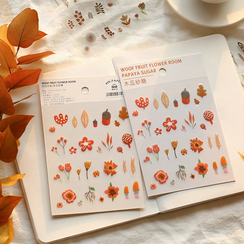 

SIXONE Flowers Fruit Series PET Decorative Stickers Student Hand account Diary Labels Sticker Stationery Office School Supplies