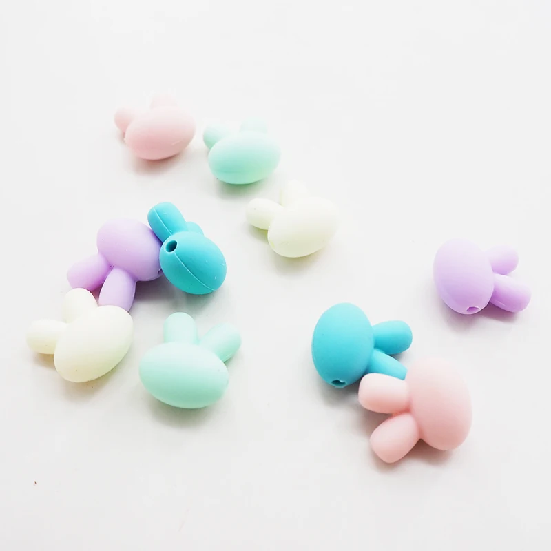 Chenkai 20PCS BPA Free Silicone Rabbit Beads Baby Chewable Soothing Teething Beads For Infant Pacifier Bracelet Necklace Chain