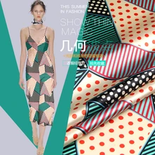 Печатный шелк стрейч-сатин 118 см Ширина 19 momme/чистый шелк Ткань для шитья платьев