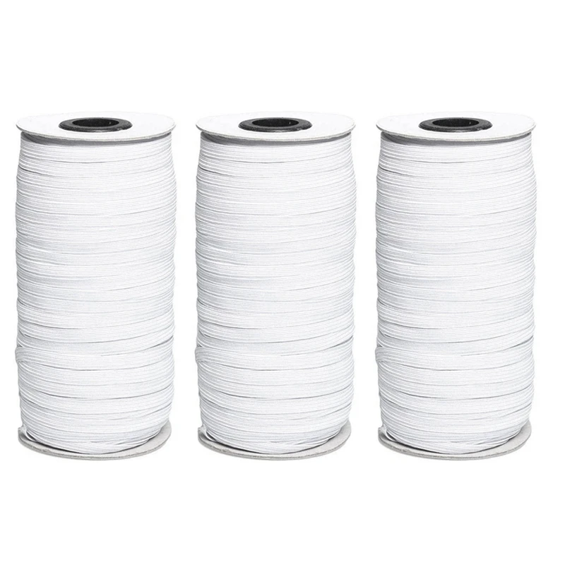 

1/4 Inch 200-Yards Length Braided Elastic Cord/Elastic Band/Bungee/ White Heavy Stretch Knit Elastic Spool