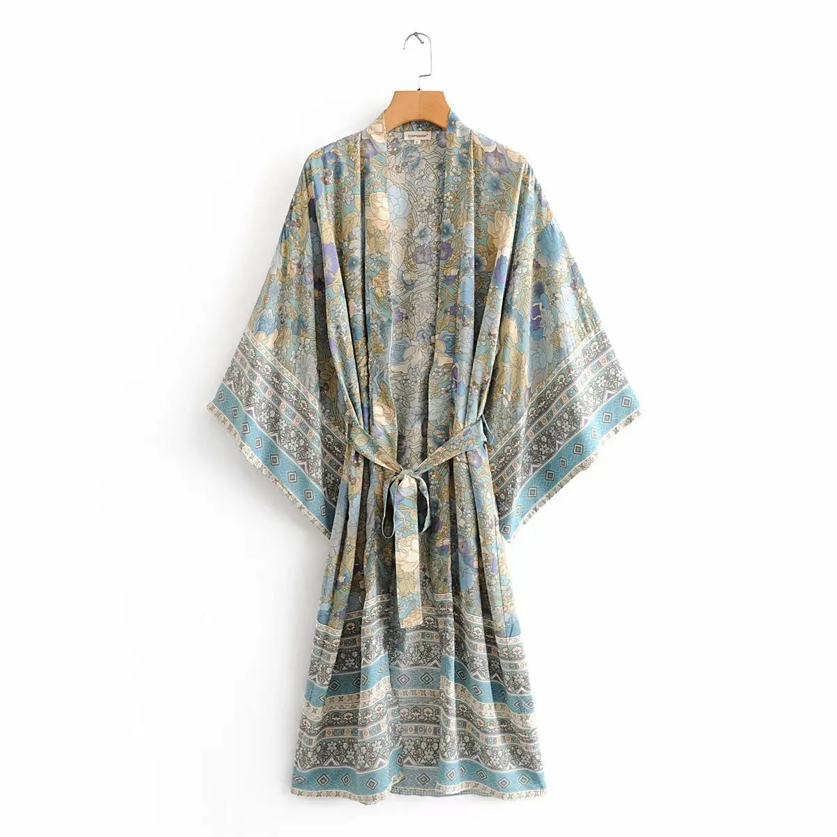 

Europe And America WOMEN'S Dress 2019 Autumn New Style Holiday Wind Begonia Positioning Printed Lace-up Dress A8ts8595