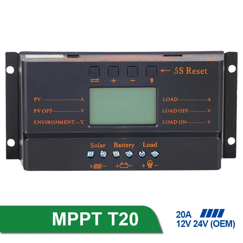 Контроллер солнечных батарей MPPT T20 20 А 12 в пост. Тока 24 регулятор контроллер