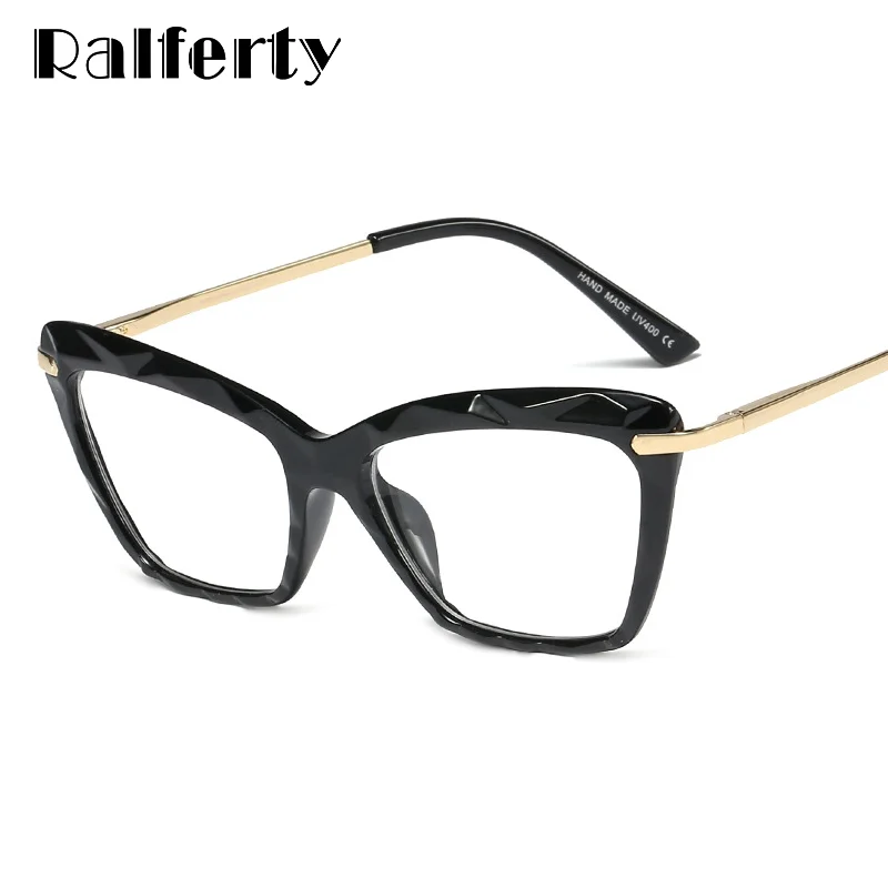 

Ralferty Vintage Glasses Frame Women Cat Eye Frame Eyeglass Transparent Crystal Optic Myopia Glasses Oculo lunette de vue F97533