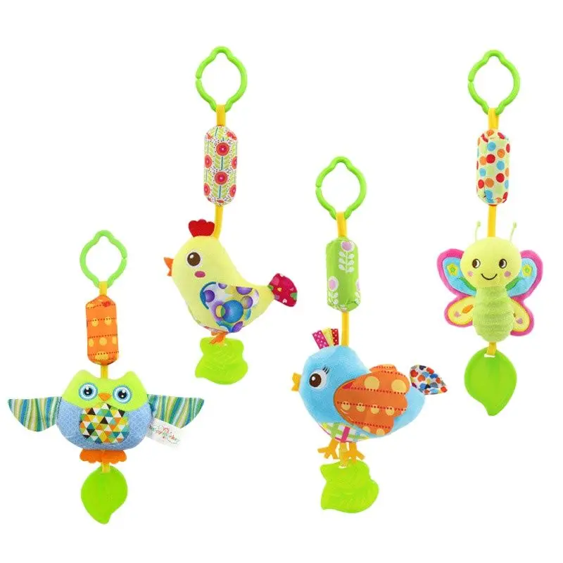 

Baby Rattles Toy Kids Soft Butterfly Bird Chick Owl Plush Toy Animal Wind chime Clip Baby Crib Bed Hanging Bells Toys for Stroll