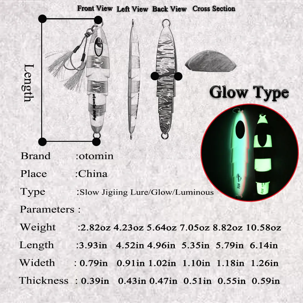 Отомин медленный Металл джиггинг приманка с крючками тонущий свечение 5 цветов 80g120g160g200g250g300g один набор свинец рыба соленой воды падение джиг