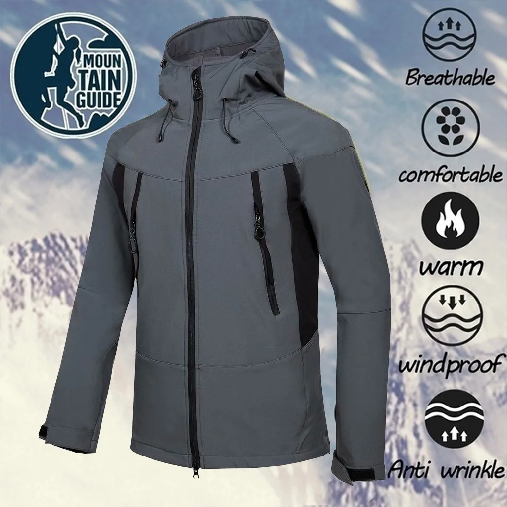 

Outdoor Hiking Jacket Men's Soft Shell Fleece Windproof Waterproof Breathable Warm Three-In-One Coat Shark Leather Jacket A30822