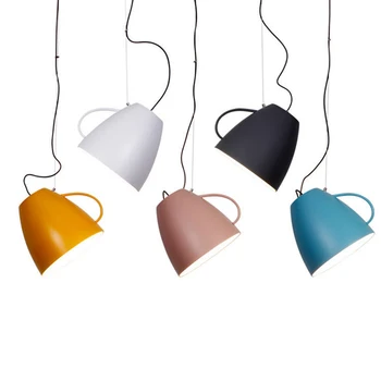 

Modern Simple Metal Macarons Cup Pendant Lights Model Dining Room Foyer Bedroo Tea Shop E27 LED Lighting Hanging Light Fixture