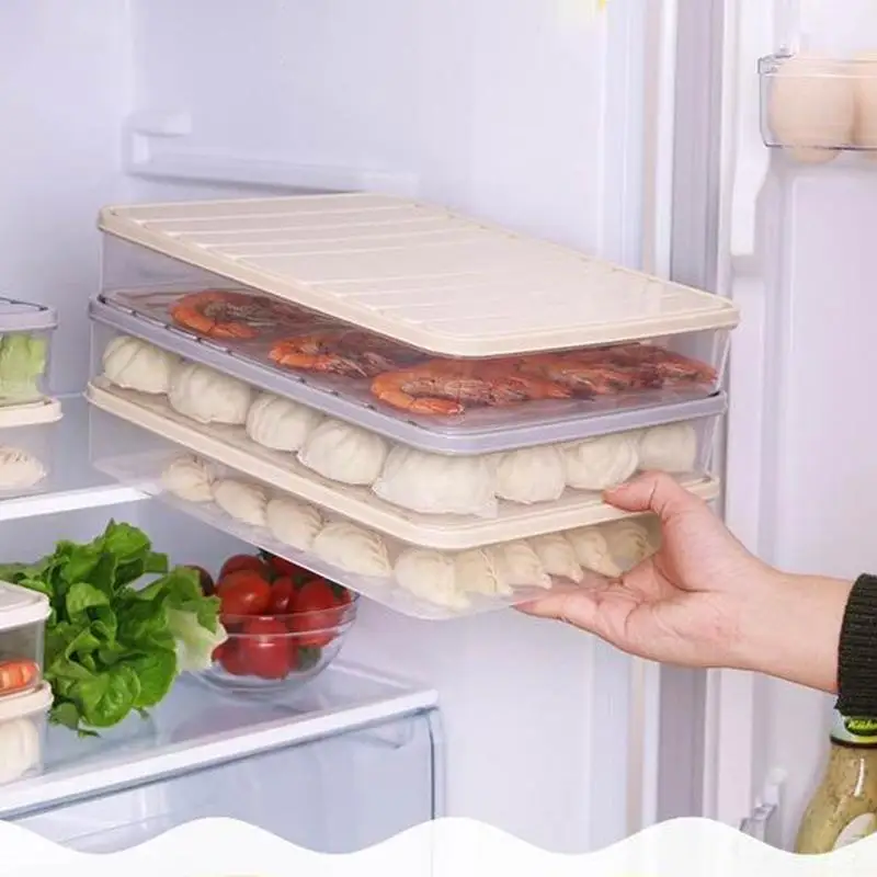 

Refrigerator Food Storage Container with Lid Sealed Crisper Food Fresh Keeping Egg Fish Storage Box Fresh Spacer Organizer