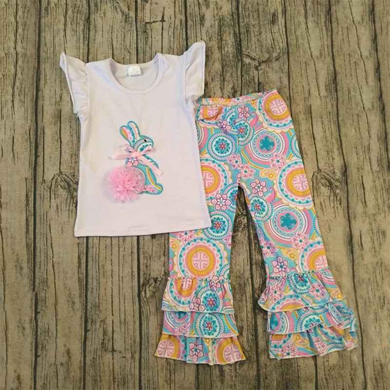 

2019 Wholesale Kis Clothes Newborn Baby Girl Sets Clothing Rabbit T-shirt Top+Pants Leggings Outfits Set 3M-16T