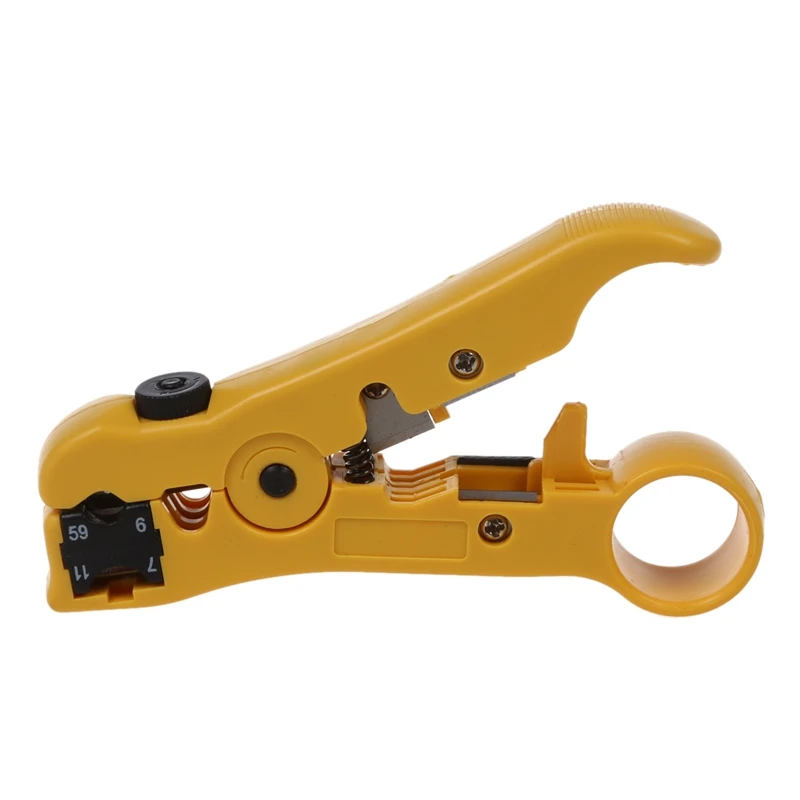 

Top-Coaxial Cable Stripper Coax Stripping Tool for RG59/6/7/11 / Reversible Cassette, Cable Cutter Function