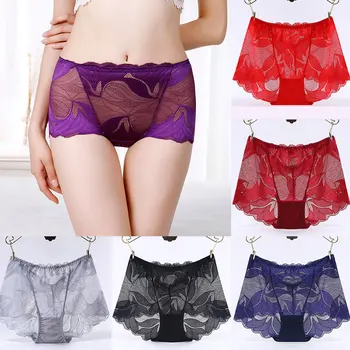 

Girl Briefs Lingerie Panties Sexy Underwear Intimates Mid Wist Underpants Elastic Breathable Lace Pure Cotton Underpants