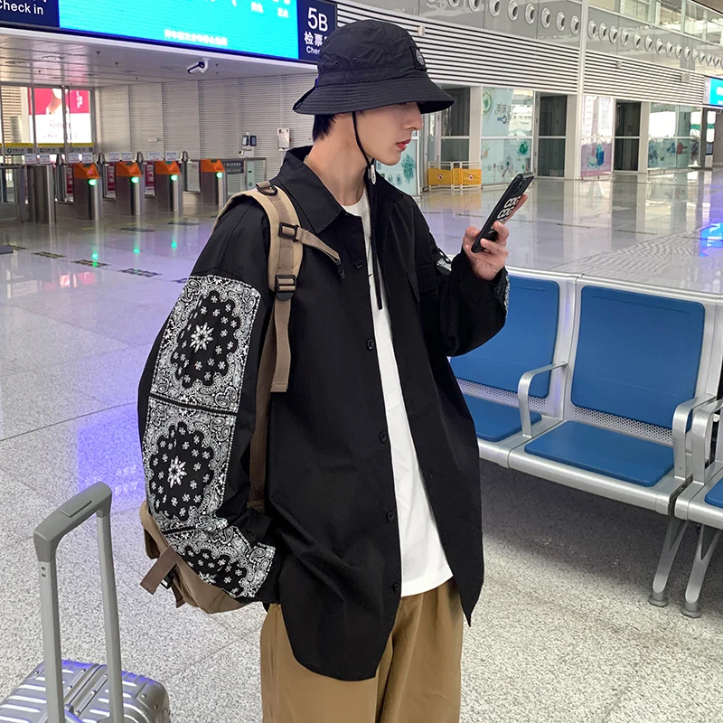 Very shirt men's ruffian handsome men's abstinence Department casual wear Korean fashion long sleeve shirt 2021 camisa social