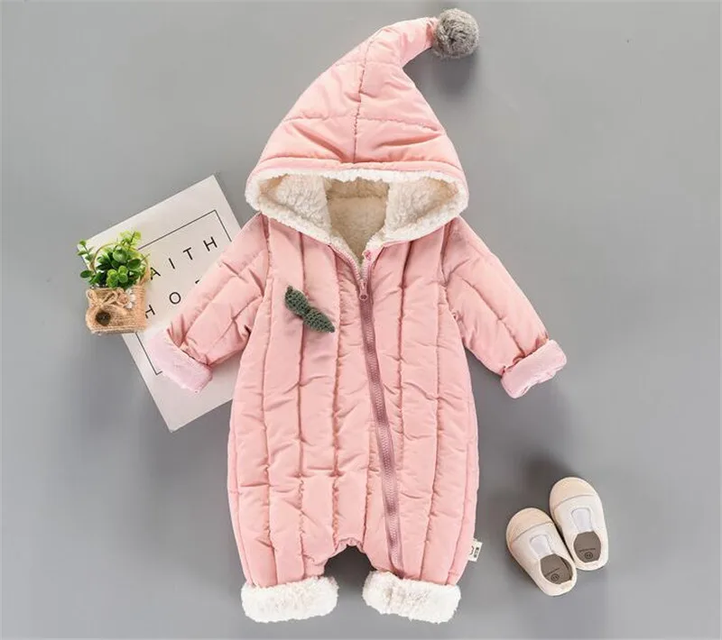 Winter Infant Baby Boys Girls Clothes Warm Hooded Jumpsuit New Jacket Outerwear Clothing Sets Cotton Rompers